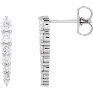 Platinum 1/3 CTW Natural Diamond Graduated Bar Earrings