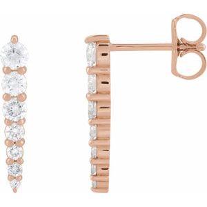 14K Rose Gold 1/3 CTW Natural Diamond Graduated Bar Earrings