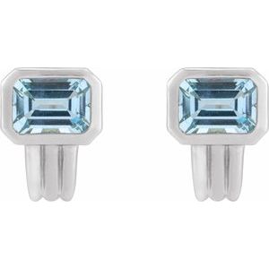 14K White Gold Natural Sky Blue Topaz Earrings – image 2