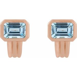 14K Rose Gold Natural Sky Blue Topaz Earrings – image 2