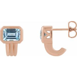 14K Rose Gold Natural Sky Blue Topaz Earrings