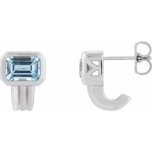 Platinum Natural Sky Blue Topaz Earrings
