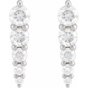Platinum 1/3 CTW Natural Diamond Graduated Bar Earrings – image 2