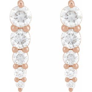 14K Rose Gold 1/3 CTW Natural Diamond Graduated Bar Earrings – image 2