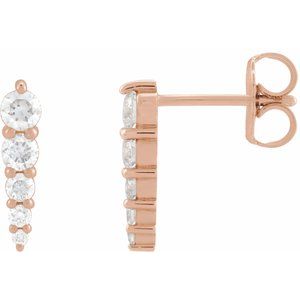 14K Rose Gold 1/3 CTW Natural Diamond Graduated Bar Earrings