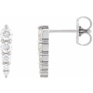 Sterling Silver 1/3 CTW Natural Diamond Graduated Bar Earrings