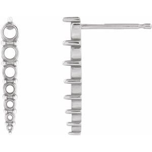 Sterling Silver 2.75 mm Round 7-Stone Graduated Bar Earring Mounting