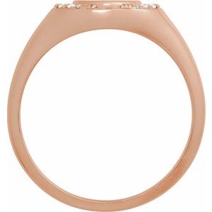 14K Rose Gold Engravable 1/10 CTW Natural Diamond Signet Ring
