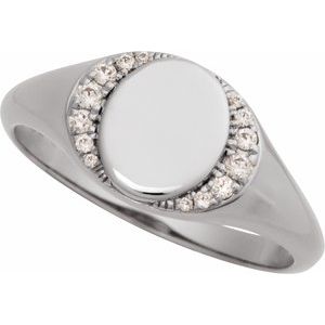 Engravable Accented Signet Ring