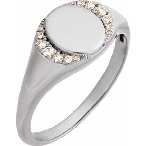 Engravable Accented Signet Ring