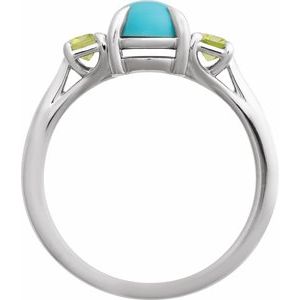 Platinum Natural Turquoise & Natural Peridot Ring