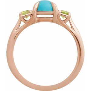 14K Rose Gold Natural Turquoise & Natural Peridot Ring