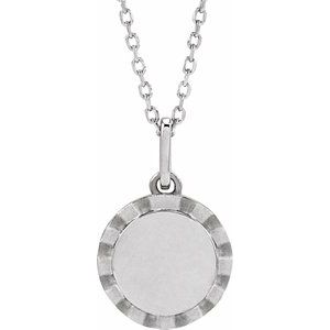 Platinum Engravable Sunburst 16-18" Necklace
