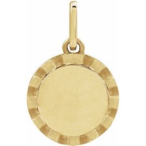 14K Yellow Gold Engravable Sunburst Charm/Pendant