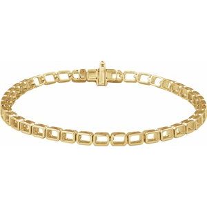 14K Yellow Gold 3.5x2.4 mm Emerald Line 7" Bracelet Mounting
