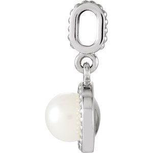 14K White Gold Cultured White Freshwater Pearl Pendant