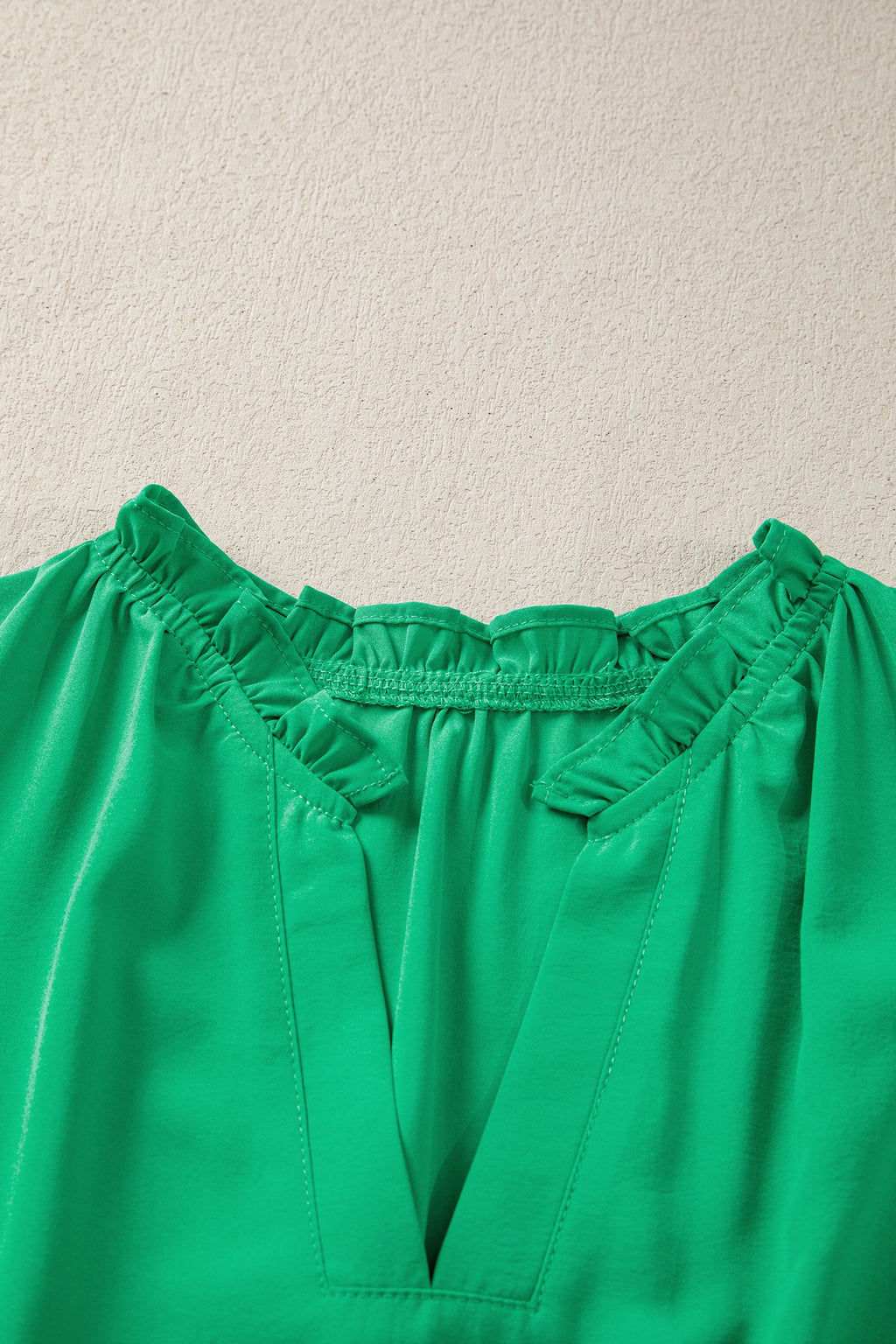 Solid V-Neck Short Puff Sleeve Tiered Maxi Dress