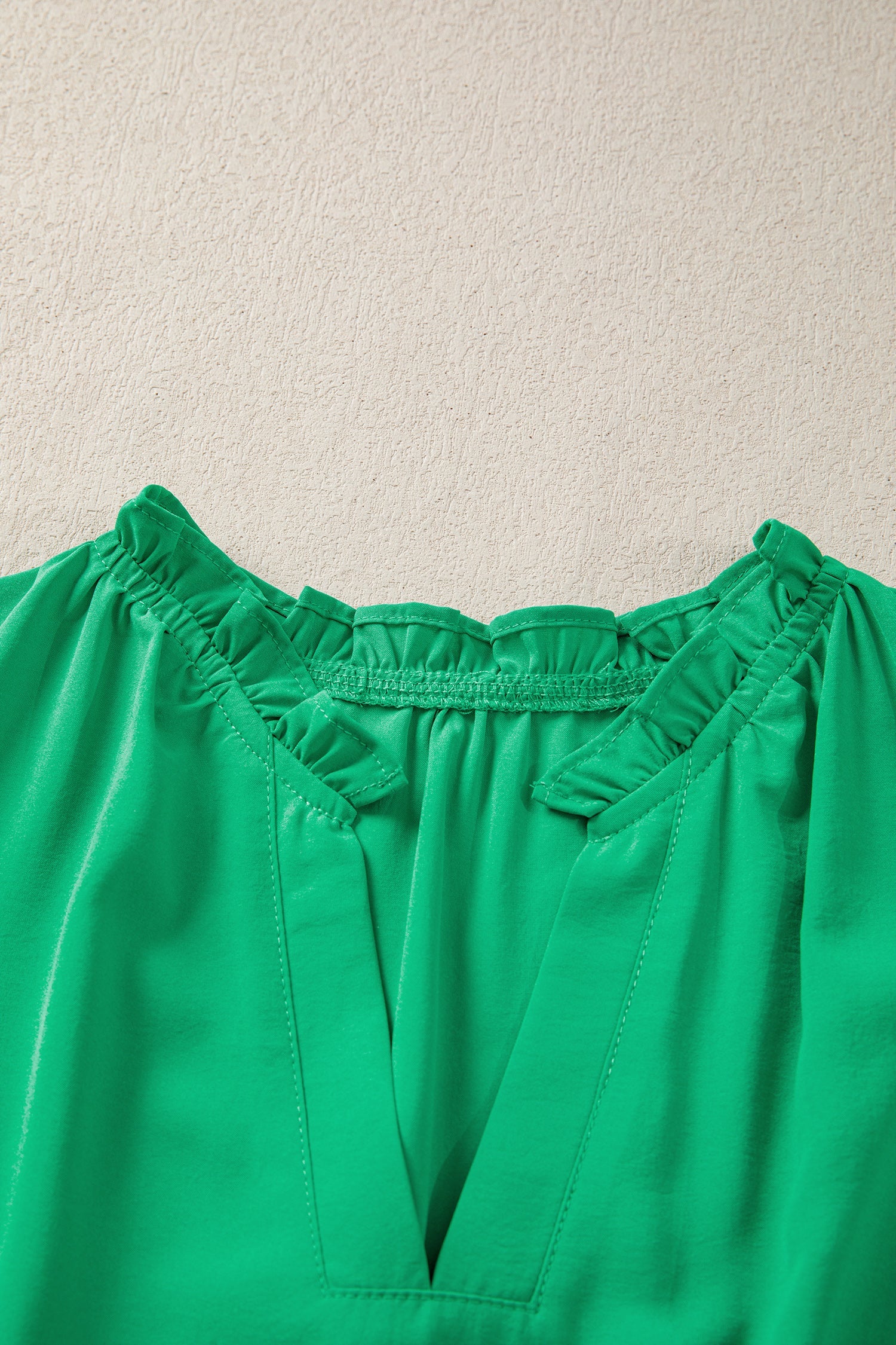 Solid V-Neck Short Puff Sleeve Tiered Maxi Dress