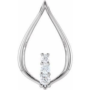 14K White Gold 1/2 CTW Diamond Natural Three-Stone Freeform Pendant