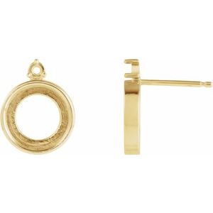 14K Yellow Gold 6 mm Round Accented Earring Mounting