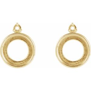 14K Yellow Gold 8 mm Round Accented Earring Mounting – image 2