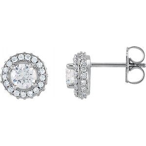 14K White Gold 7/8 CTW Natural Diamond Earrings