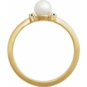 14K Yellow Gold Cultured Freshwater Pearl & Natural London Blue Topaz Ring