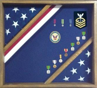 Flag Display Box, Wood Flag Red White and Blue Box - Cherry
