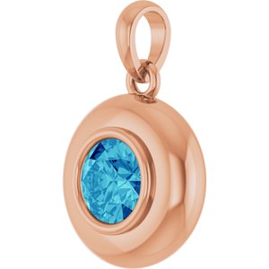14K Rose Gold Natural Zircon Solitaire Charm/Pendant