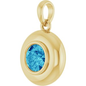 14K Yellow Gold Natural Zircon Solitaire Charm/Pendant