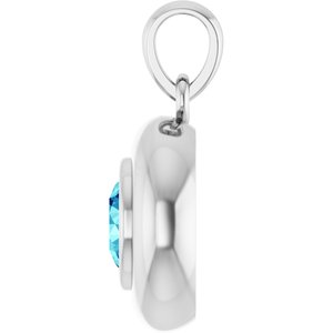 14K White Gold Natural Zircon Solitaire Charm/Pendant