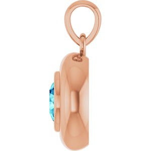 14K Rose Gold Natural Zircon Solitaire Charm/Pendant