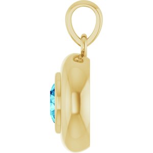 14K Yellow Gold Natural Zircon Solitaire Charm/Pendant