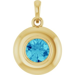14K Yellow Gold Natural Zircon Solitaire Charm/Pendant
