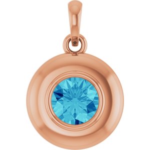 14K Rose Gold Natural Zircon Solitaire Charm/Pendant