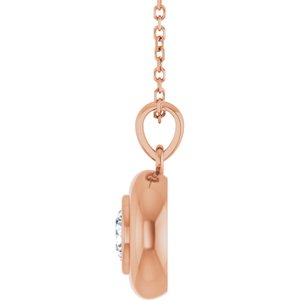 14K Rose Gold Natural White Sapphire Solitaire 16-18" Necklace