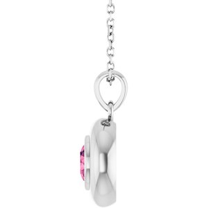 Sterling Silver Natural Pink Tourmaline Solitaire 16-18" Necklace