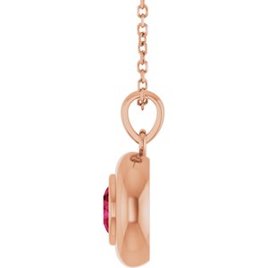 14K Rose Gold Lab-Grown Ruby Solitaire 16-18" Necklace