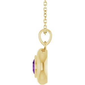 14K Yellow Gold Natural Amethyst Solitaire 16-18" Necklace