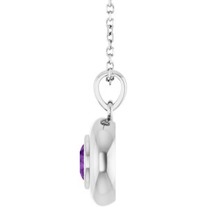 Sterling Silver Natural Amethyst Solitaire 16-18" Necklace