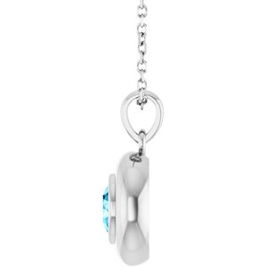 Sterling Silver Natural Aquamarine Solitaire 16-18" Necklace