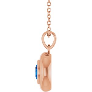 14K Rose Gold Lab-Grown Blue Sapphire Solitaire 16-18" Necklace