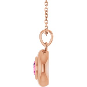 14K Rose Gold Natural Pink Tourmaline Solitaire 16-18" Necklace