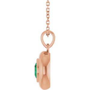 14K Rose Gold Lab-Grown Emerald Solitaire 16-18" Necklace
