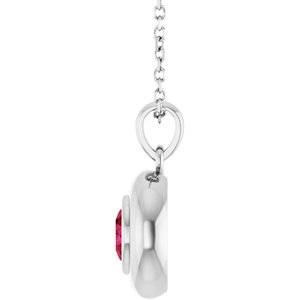 Sterling Silver Lab-Grown Ruby Solitaire 16-18" Necklace