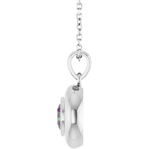 14K White Gold Lab-Grown Alexandrite Solitaire 16-18" Necklace