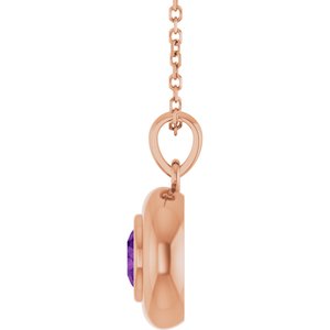 14K Rose Gold Natural Amethyst Solitaire 16-18" Necklace