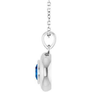 14K White Gold Lab-Grown Blue Sapphire Solitaire 16-18" Necklace