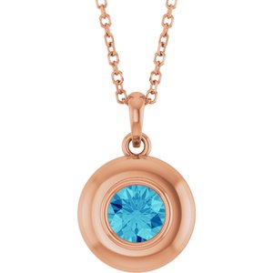 14K Rose Gold Natural Zircon Solitaire 16-18" Necklace