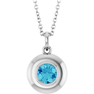 Platinum Natural Zircon Solitaire 16-18" Necklace